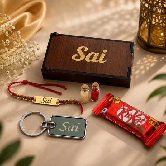 Flamingo Personalized Rakhi Gift Combo | Custom Rakhi Box with Keychain