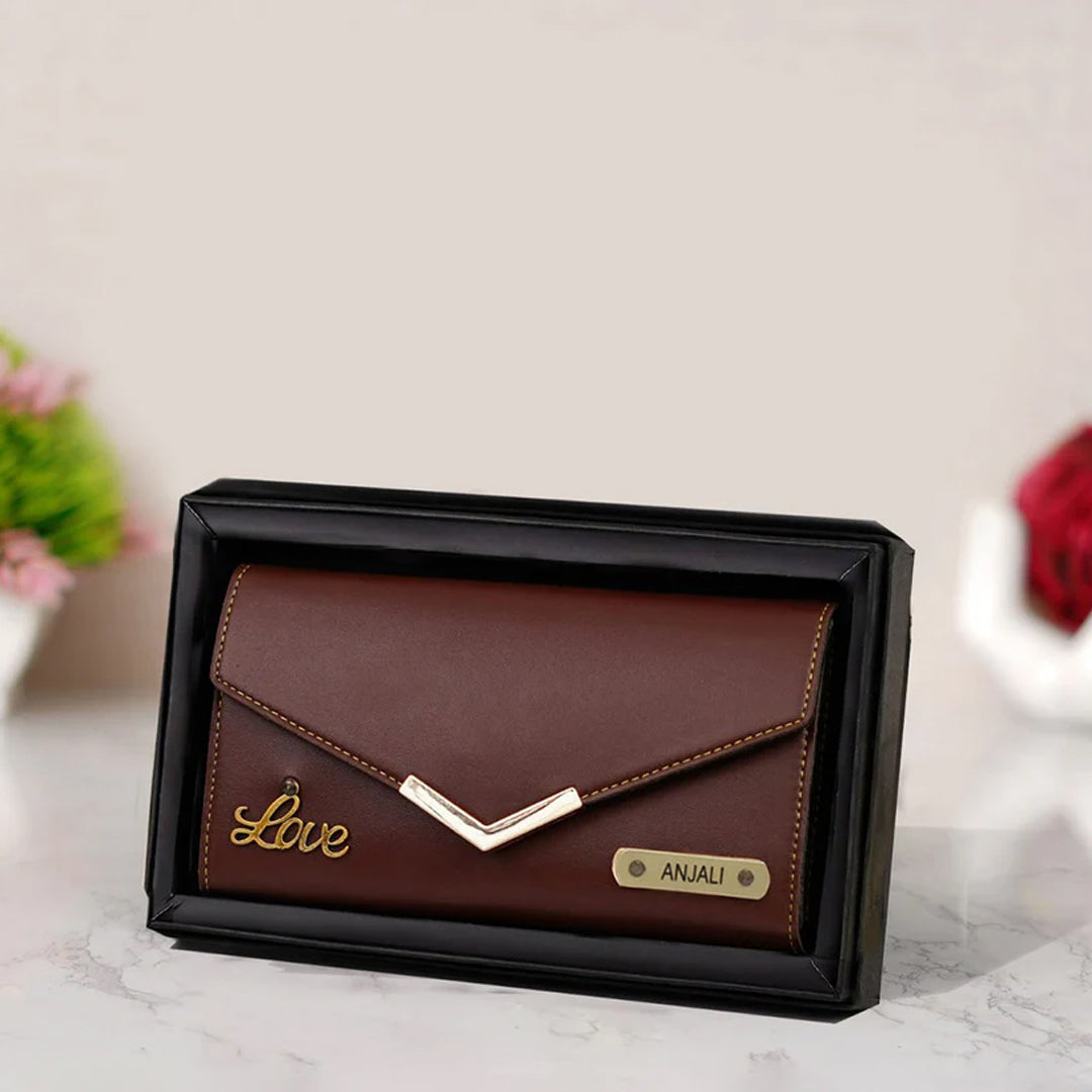 Flamingo Personalized 3-Fold Premium Leather Purse with Name & Charm