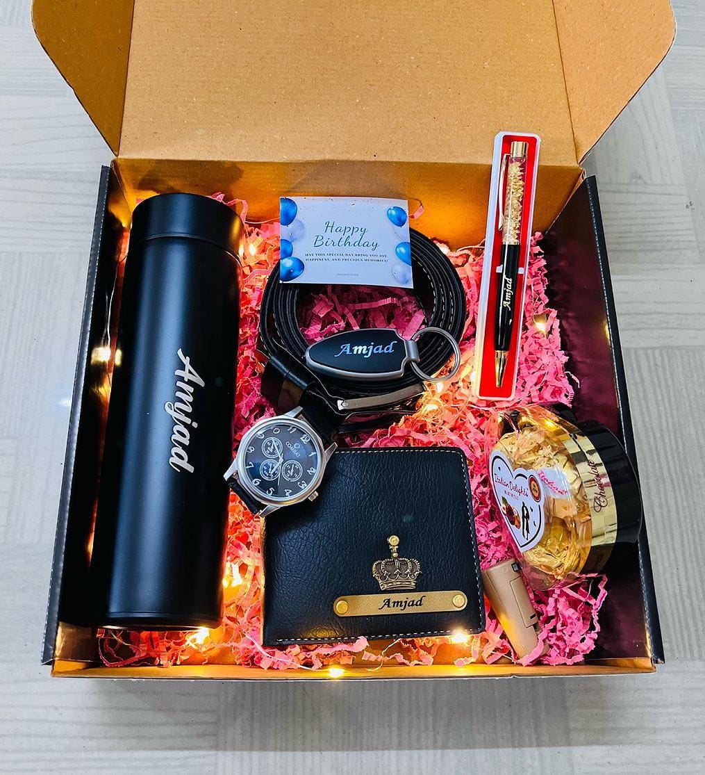 Customize Men's Hamper with Fairy Light Decoration