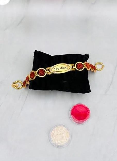 Flamingo Premium Rudraksh Name Rakhi Bracelet