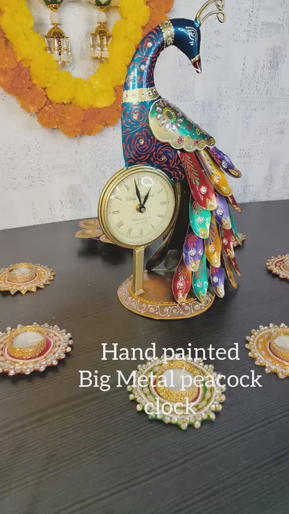 Hand-Painted Heavy Metal Peacock for Diwali