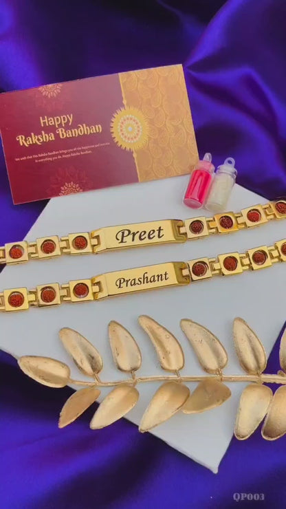 Flamingo Raksha Bandhan Special – Rudraksh Rakhi Bracelet with Custom Name