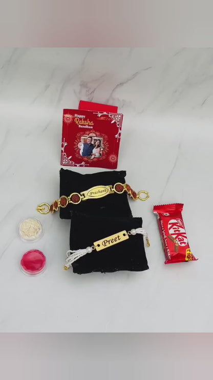 Flamingo Name Rakhi Hamper for Bhai and Bhabhi
