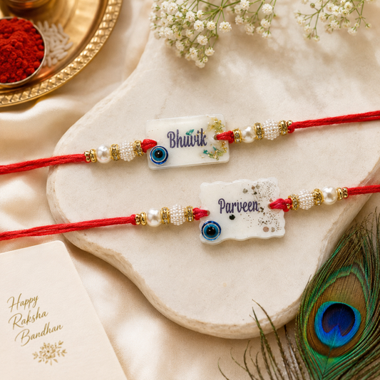 Flamingo Evil Eye Stone Resin Rakhi | Premium Evil Eye Rakhi