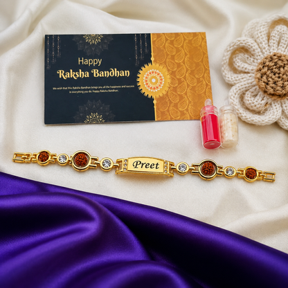 Flamingo Raksha Bandhan Special – Personalized Rudraksh Diamond Rakhi Bracelet