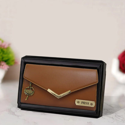 Flamingo Personalized 3-Fold Premium Leather Purse with Name & Charm