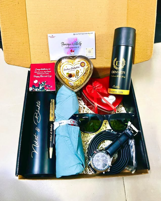 Flamingo Custom Gift Hamper for Him with Teddy